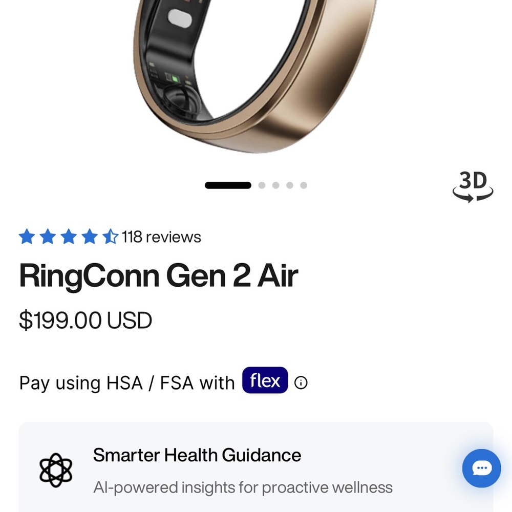 RingConn Gen 2 Air Smart Ring in Gold